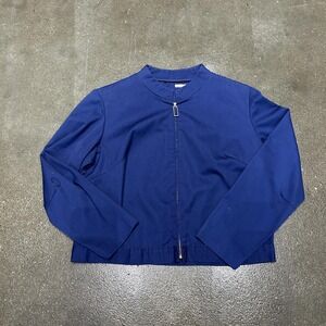 Litwinowicz Jacket Womens Medium Blue Cotton Twill Full Zip Collared Short Basic